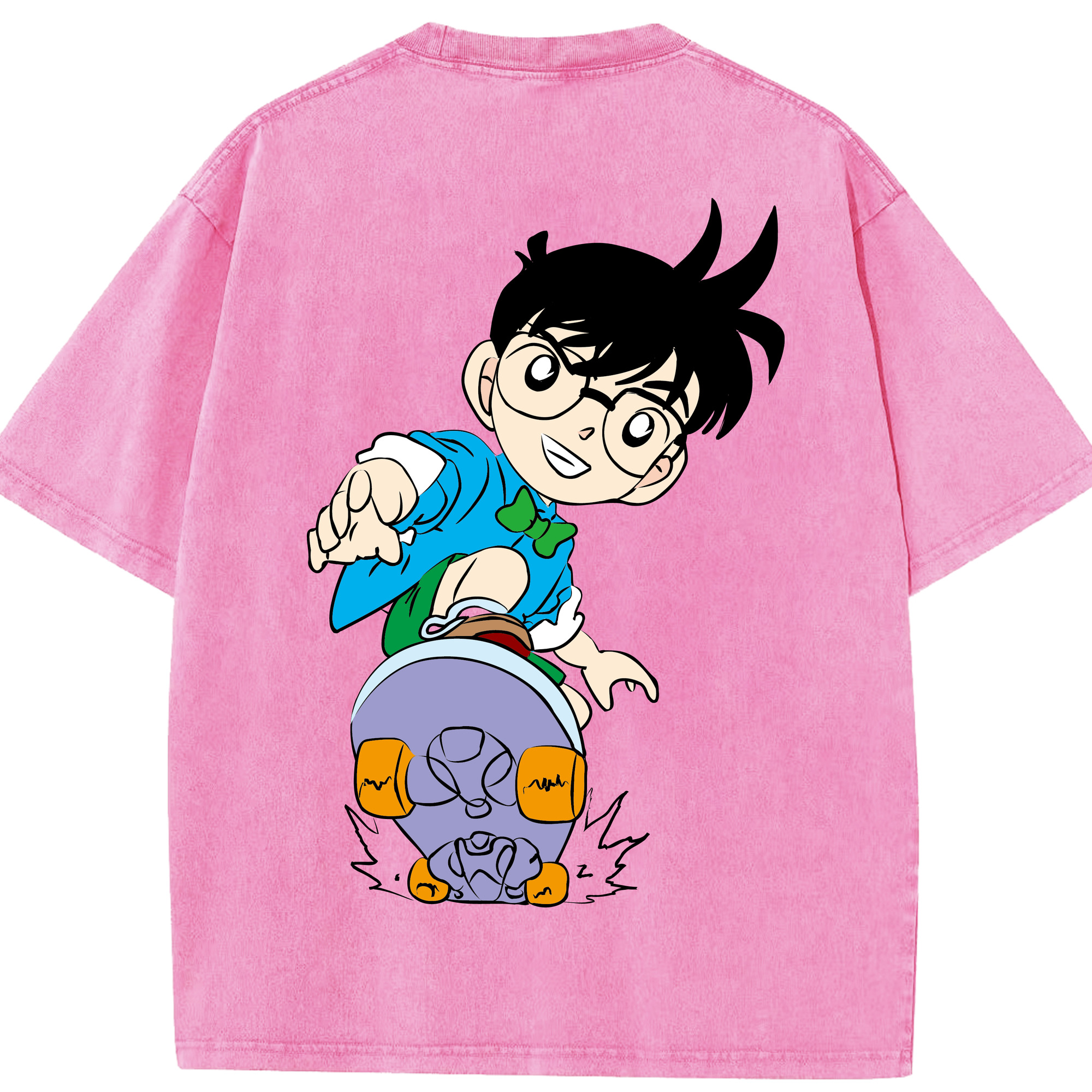 （画像用） 名探偵コナン 江戸川 コナン Detective Conan Conan Edogawa 綿100% ヴィンテージ風 半袖Tシャツ（背面プリント）